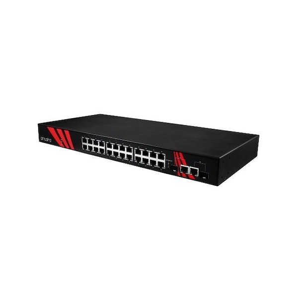 26-Port Industrial 1U 19" Rackmount PoE+ Gigabit Unmanaged Ethernet Switch